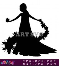 Elsa From Frozen In Black Silhouette SVG