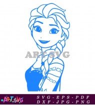 Cartoon Princess Elsa With Hair Braids SVG