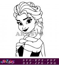 Cartoon Disney Elsa In Her Winter Dress SVG