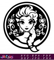 Elsa Frozen Princess Outline Vector Illustration Design SVG