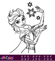 Elsa Frozen Coloring Page For Kids Free SVG