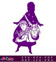 Frozen Anna and Kristoff Silhouette Clipart SVG