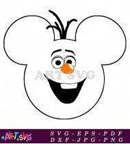 Olaf Frozen Snowman Face Illustration SVG