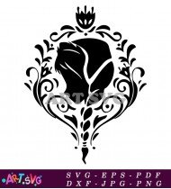 Frozen Elsa Silhouette With Floral Detail SVG