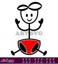 Stick Figure Boy With Red Diaper Sitting SVG 1