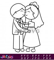 Stick Figure Wedding Couple Holding Hands SVG