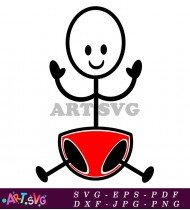 Stick Figure Boy With Red Diaper Sitting SVG 2