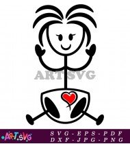 Stick Figure Girl With Pigtails Wearing Diaper SVG 3