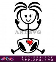 Stick Figure Girl With Pigtails Wearing Diaper SVG 4