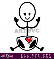 Stick Figure Girl With Pigtails Wearing Diaper SVG 9