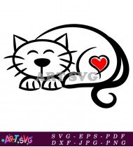 Black And White Cat With Red Heart SVG 1