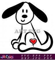 Adorable Cartoon Dog With Red Heart SVG