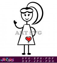 Girl Stick Figure With Red Heart SVG 1