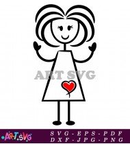 Stick Figure Girl With Red Heart SVG 2