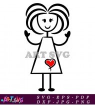 Cartoon Girl With Red Heart SVG 1