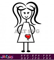 Girl Stick Figure With Red Heart SVG 3