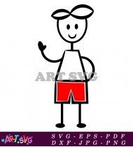 Stick Figure Boy In Red Shorts SVG 1