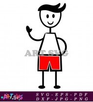 Stick Figure Boy Wearing Red Shorts SVG