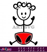 Stick Figure Boy With Curly Hair SVG