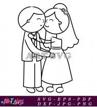 Stick Figure Wedding Couple Illustration Design SVG