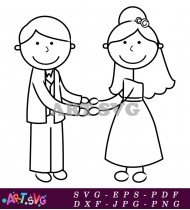 Holding Hands Stick Figure Couple Cartoon SVG