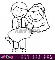 Stick Figure Couple Wedding Drawing Clipart SVG