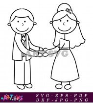 Couple Stick Figure Holding Hands Clipart SVG