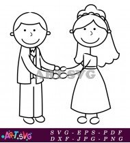 Bride And Groom Stick Figure Drawing SVG