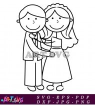 Stick Figure Wedding Couple Clipart Design SVG