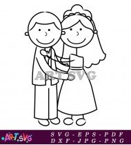 Stick Figure Couple Getting Married Wedding SVG