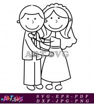 Cute Stick Figure Couple Married Wedding SVG