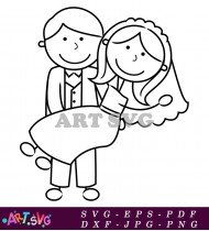 Stick Figure Bride And Groom Kiss SVG