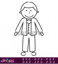 Stick Figure Man Wearing Formal Suit SVG