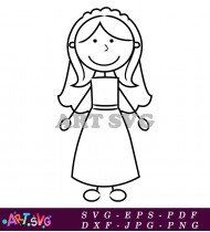 Simple Stick Figure Wedding Dress White SVG