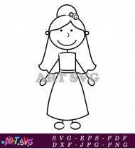 Stick Figure Girl In Wedding Dress SVG