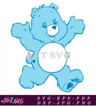 Blue Care Bear Smiling Holding Out Arm SVG