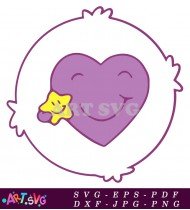 Care Bear Purple Heart Smiley Cartoon Bear SVG