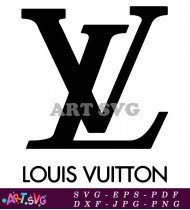 Louis Vuitton Signature LV Logo Black SVG