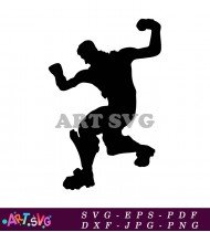 Silhouette Of Baseball Catcher Design SVG