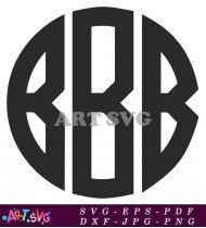 Black Monogram BB Letter Circle SVG