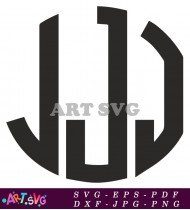 Monogram Letter J Circle Graphic Design SVG