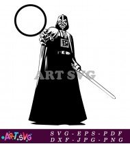 Darth Vader Silhouette With Lightsaber Vector SVG