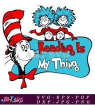 Cat In Hat Reading Is My Thing SVG