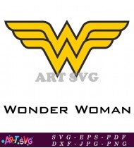 Wonder Woman Logo Illustration Black And Yellow SVG