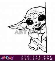 Baby Yoda Outline Vector Illustration For Kids SVG