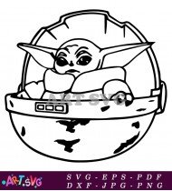 Baby Yoda Coloring Pages Illustration Printable SVG