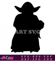 Baby Yoda Silhouette Dark Outline SVG 1