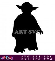 Baby Yoda Silhouette Cartoon Outline SVG 2