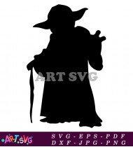 Baby Yoda Silhouette Cartoon Outline SVG 3