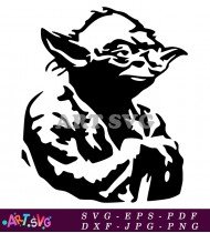 Baby Yoda Silhouette Cartoon Outline SVG 4